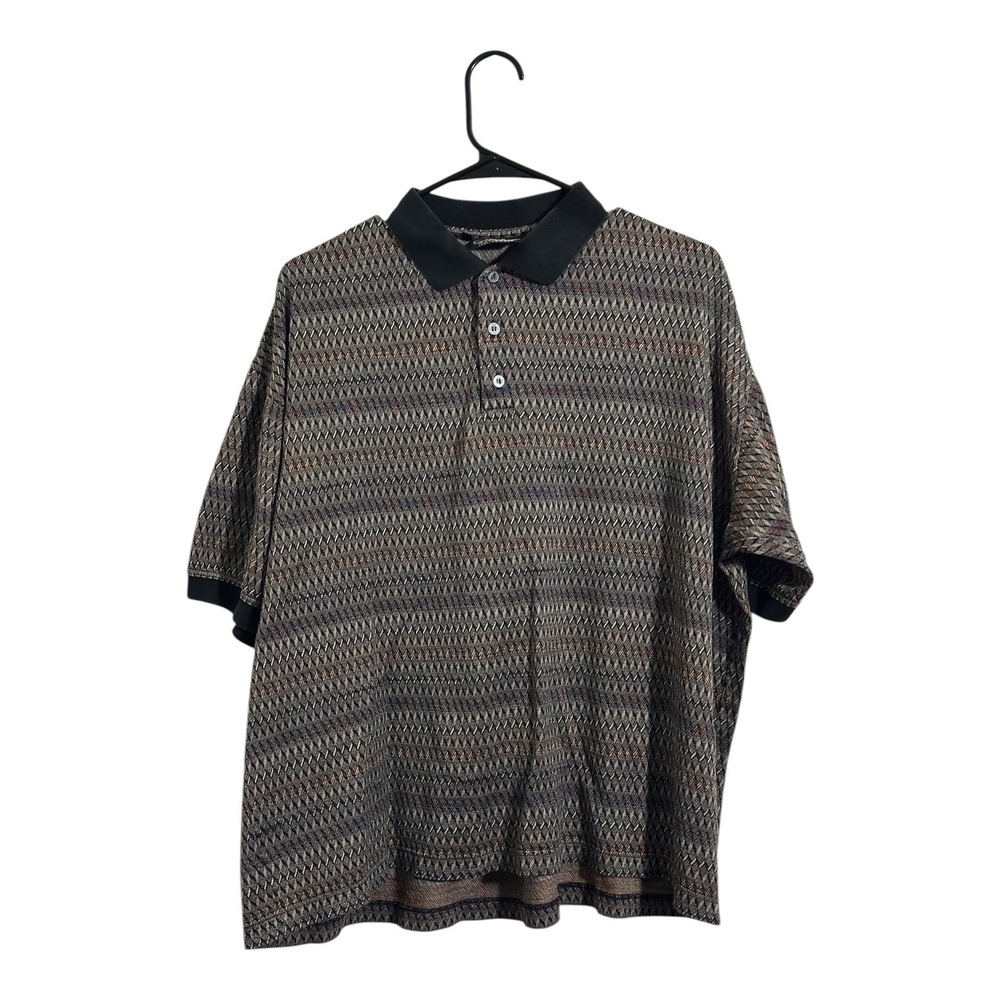 Arturo Garibaldi True Vintage Egyptian Cotton Geometric Polo Shirt Italian Men L
